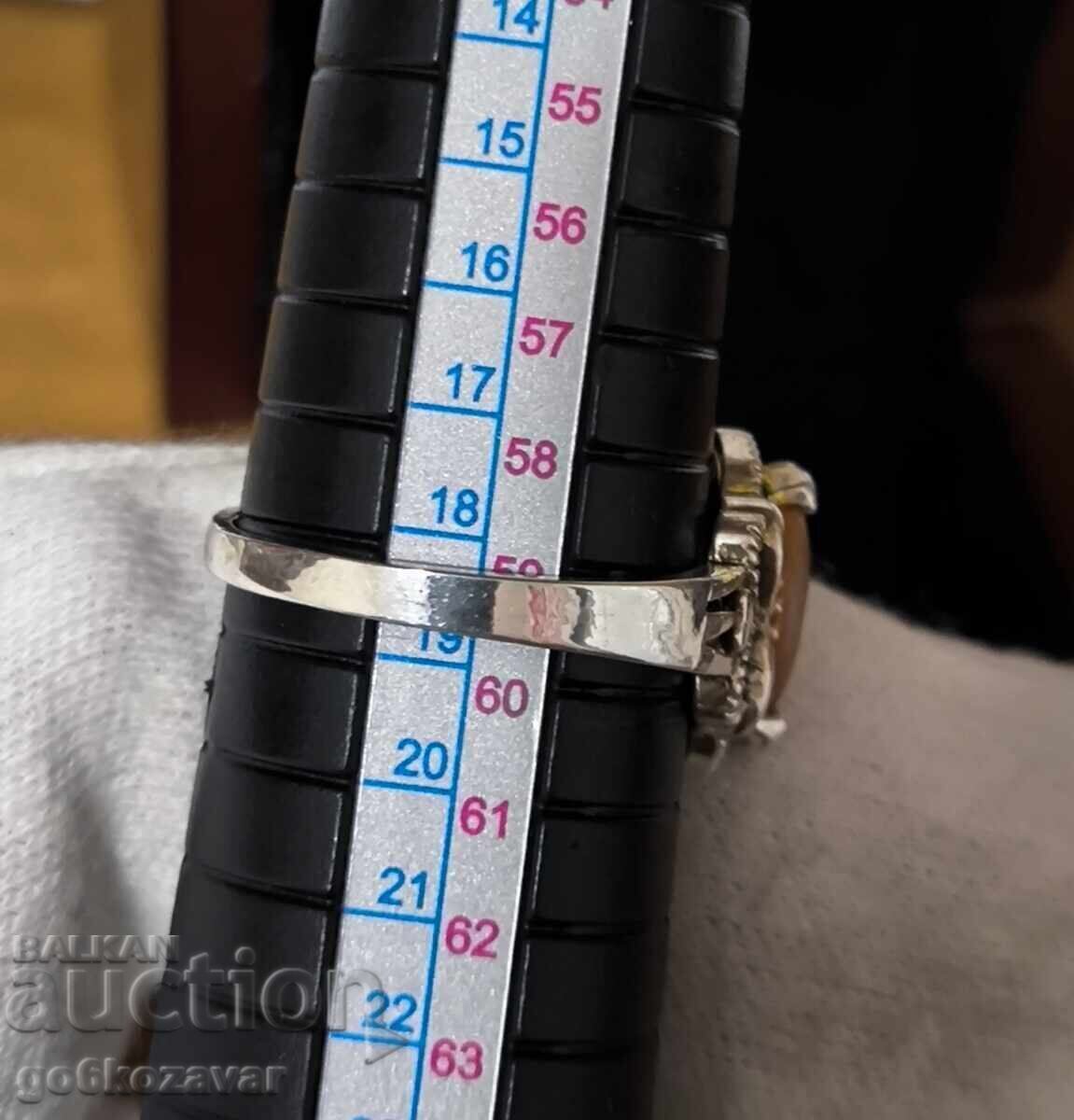 Livrarea Inel elegant din argint cu piatră naturală portocalie!