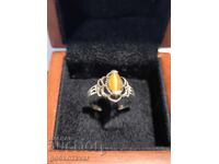 Елегантен сребърен пръстен с оранжев естествен камък !