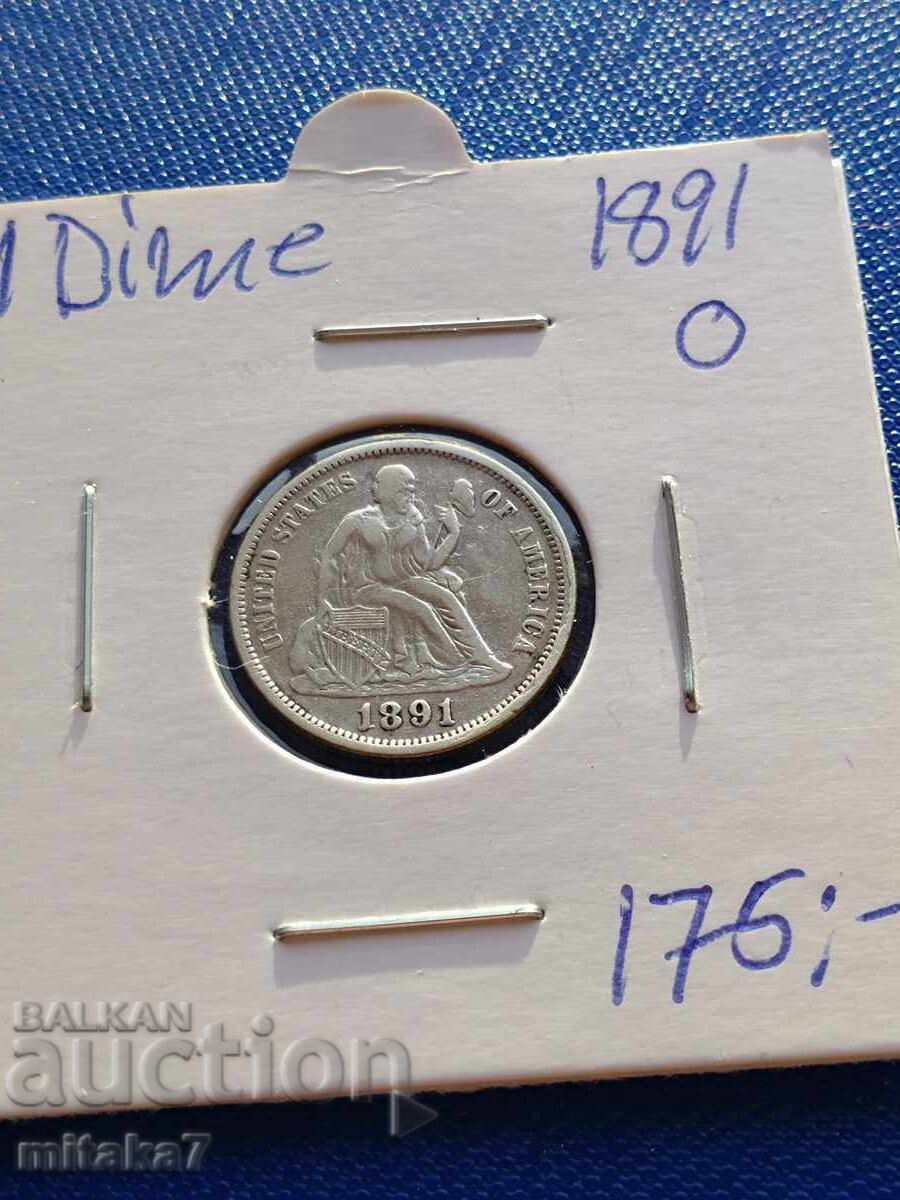 1 dime 1891 an, SUA