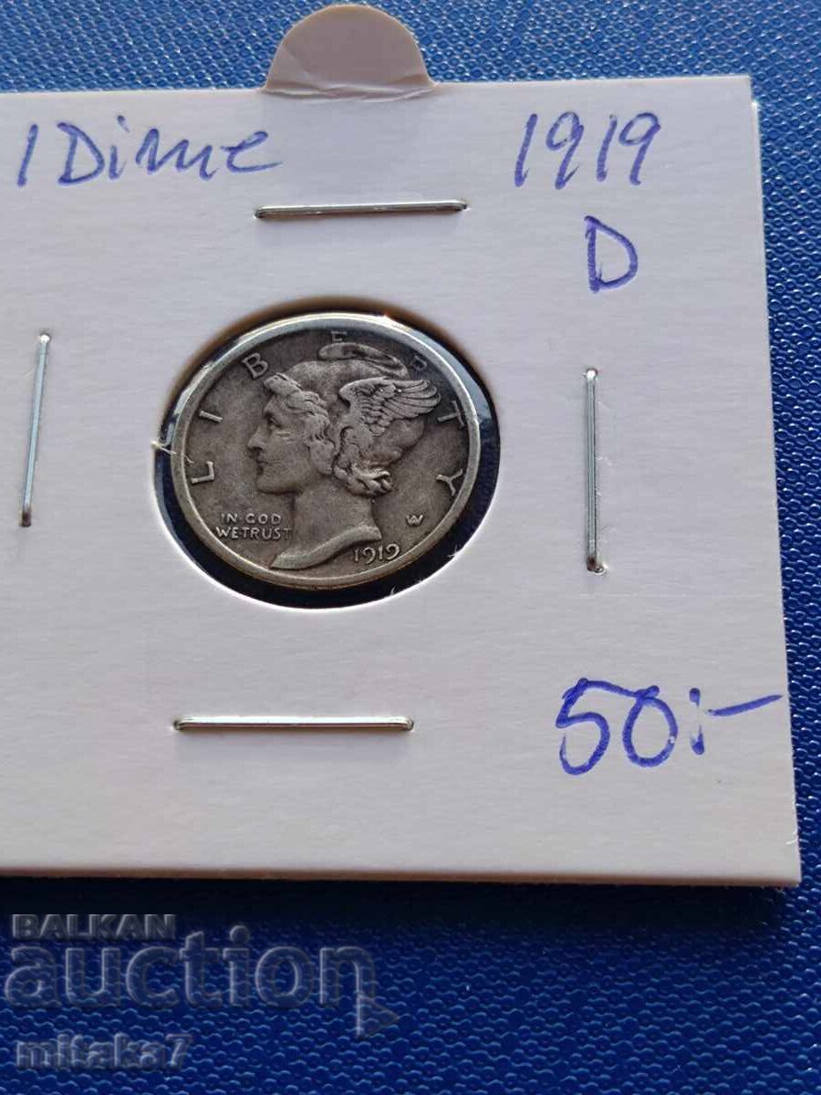 1 dime 1919, SUA