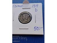 1 дайм 1919 година, САЩ