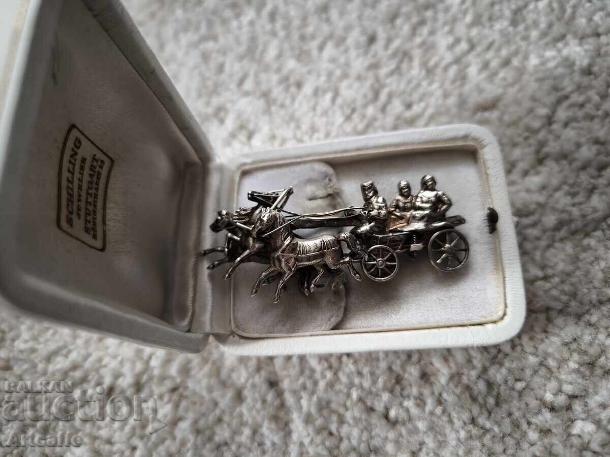 Изящна брошка, изработена от сребро 835 проба - 6