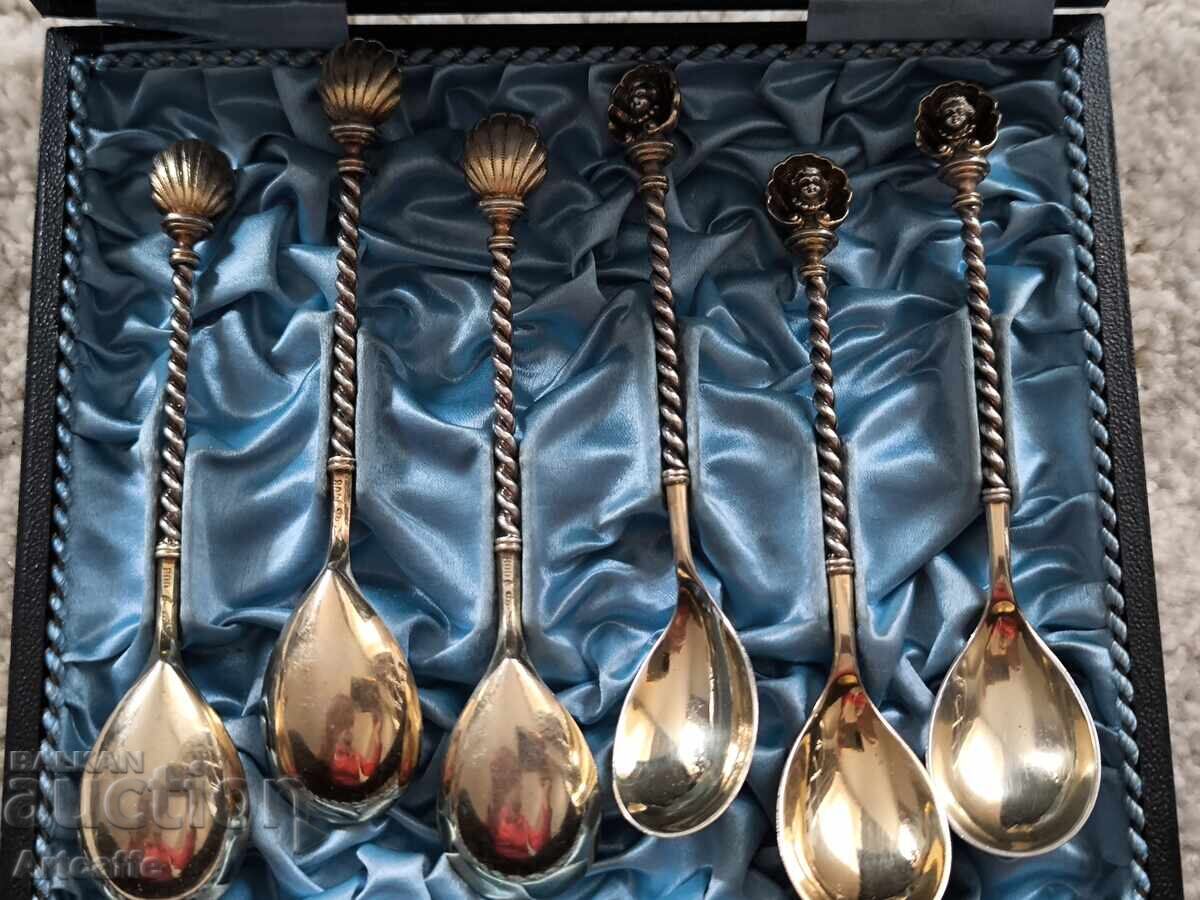 Сребърни лъжички, изработени от висококачествено сребро 800 - 7