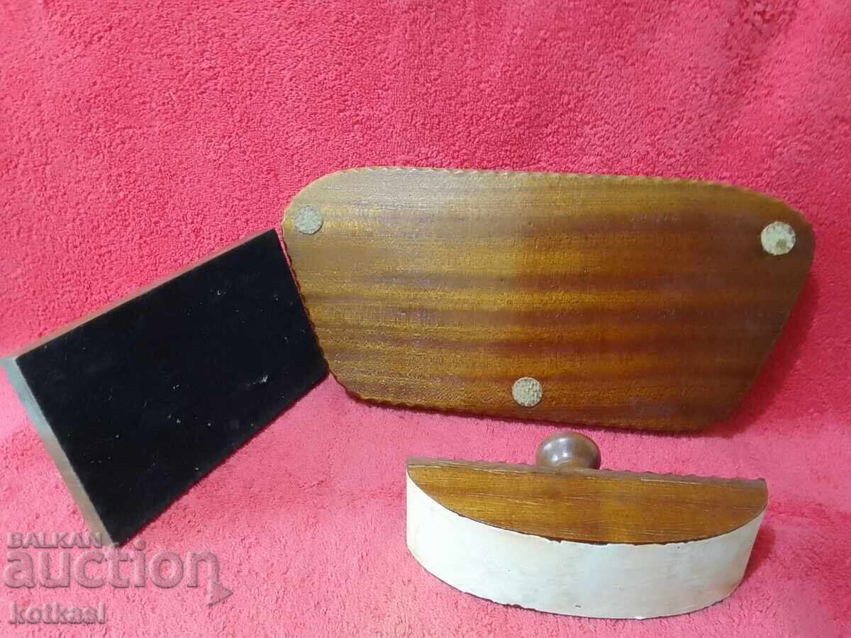 Стар дървен комплект за бюро мастилница печат писалка - 7