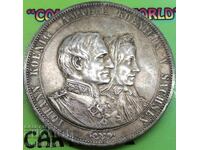 2 Thalers 1872 Saxony Germany 37g Jubilee 50th Anniversary 1822-1872 Ag