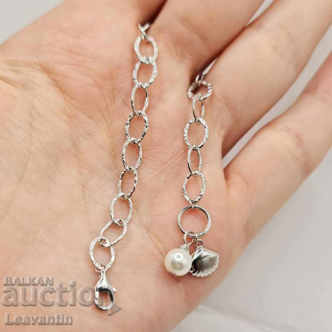 Родирана Сребърна гривна 'Морска нежност' - 5 Родирана Сребърна гривна 'Морска нежност' - 5