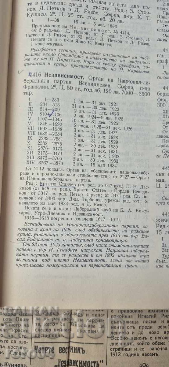 INDEPENDENCE - ORGAN OF THE NATIONAL LIBERAL PARTY - 26 PCS - 7 INDEPENDENCE - ORGAN OF THE NATIONAL LIBERAL PARTY - 26 PCS - 7