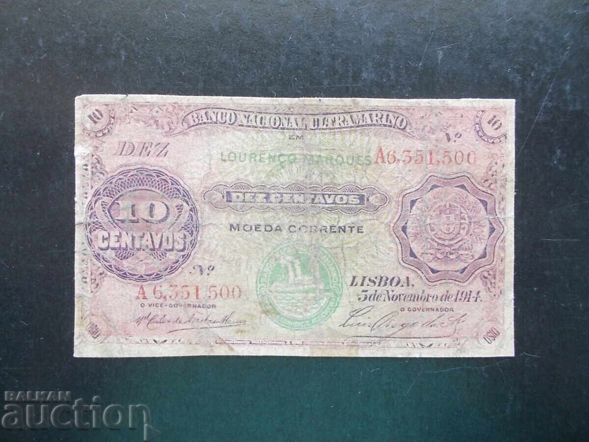 MOZAMBIC, 10 centavos, 1914
