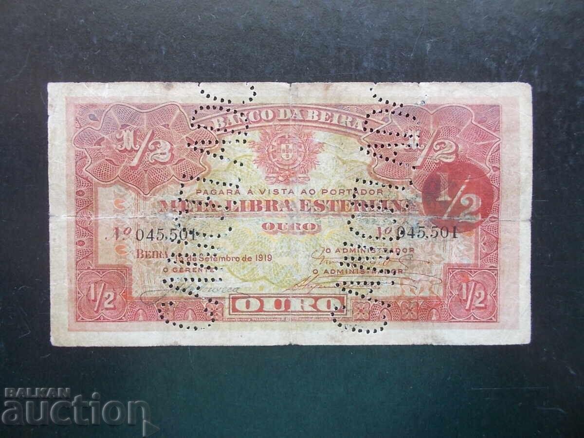 MOZAMBIC , 1/2 lira , 1919