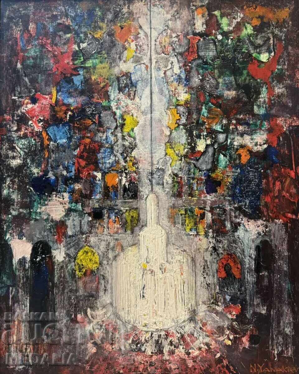 Νικολάι Γιανάκιεφ - "Στον ναό" - ελαιογραφίες - υπογεγραμμένο με τιμή € 1500.00 | 2933.75 BGN