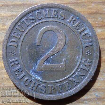 2 Pfennig 1925 - Germania (F) reichspfennig