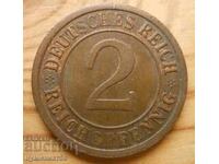 2 пфенига 1925 г. - Германия ( А ) reichspfennig