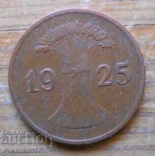 1 пфениг 1925 г. - Германия ( А ) reichspfennig с цена € 0.80 | 1.56 лв.