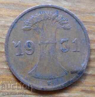 1 pfennig 1931 - Germania ( E ) - defect cu preț € 0.77 | 1.51 BGN 1 pfennig 1931 - Germania ( E ) - defect cu preț € 0.77 | 1.51 BGN