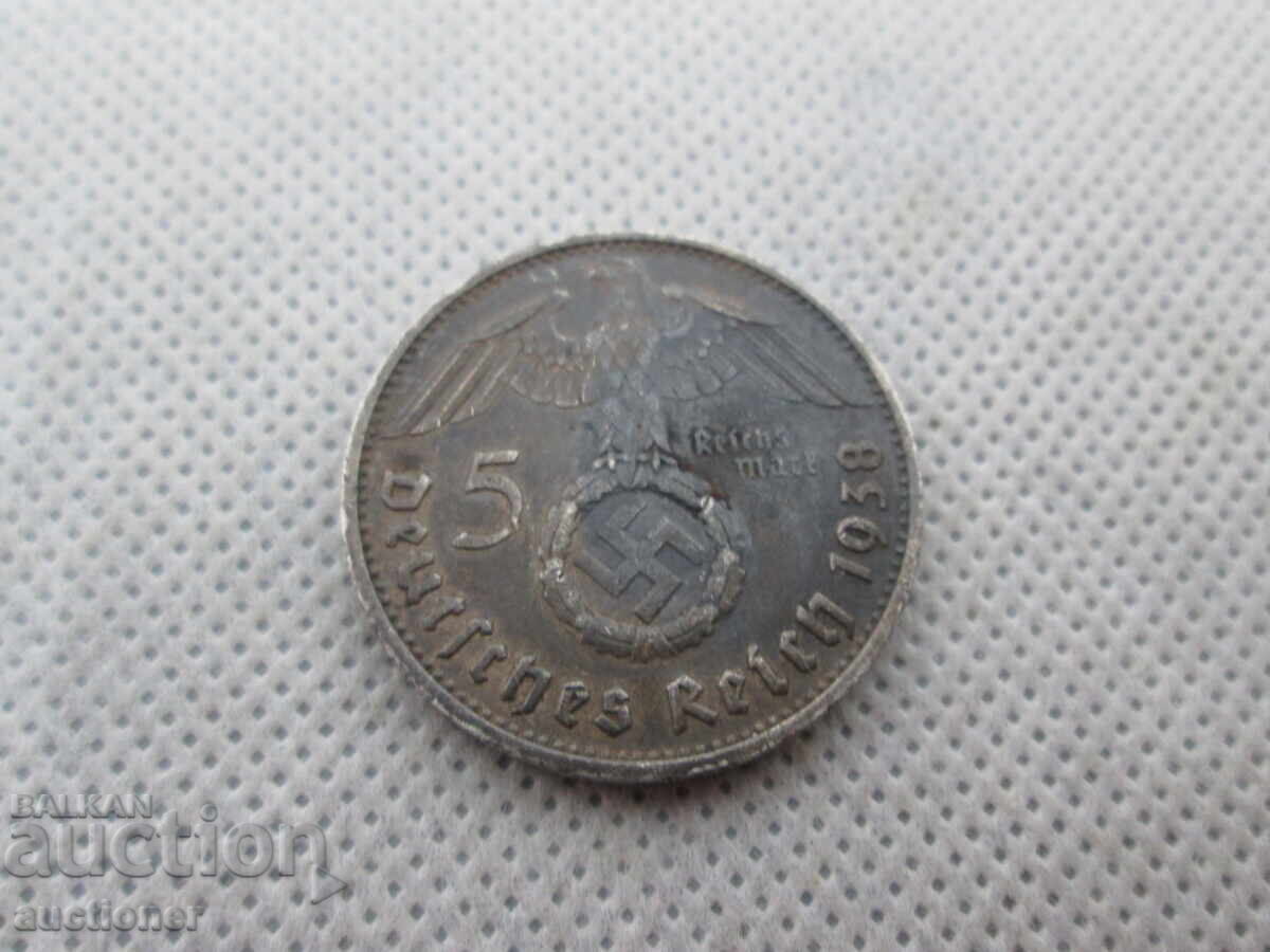 ГЕРМАНИЯ ТРЕТИ РАЙХ- 5 МАРКИ 1938 СРЕБРО - 7 ГЕРМАНИЯ ТРЕТИ РАЙХ- 5 МАРКИ 1938 СРЕБРО - 7