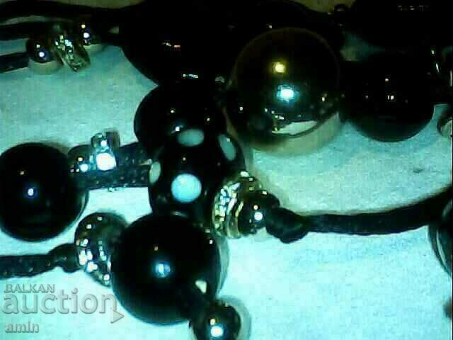 красиво колие от естествени камени оникс и гривна - 6