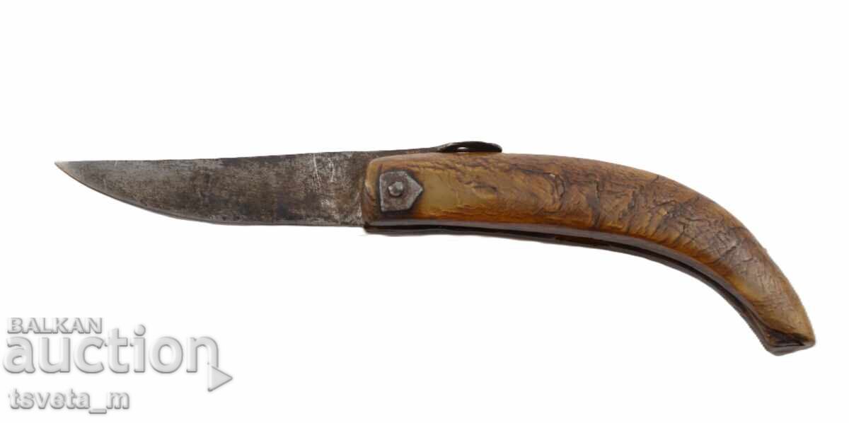 Briceag de buzunar vechi cu mâner din corn - Regatul Bulgariei