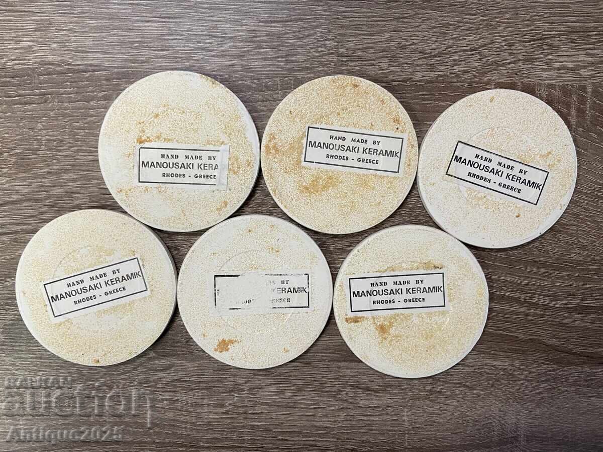 Auction Vintage ceramic hot pads set Auction Vintage ceramic hot pads set