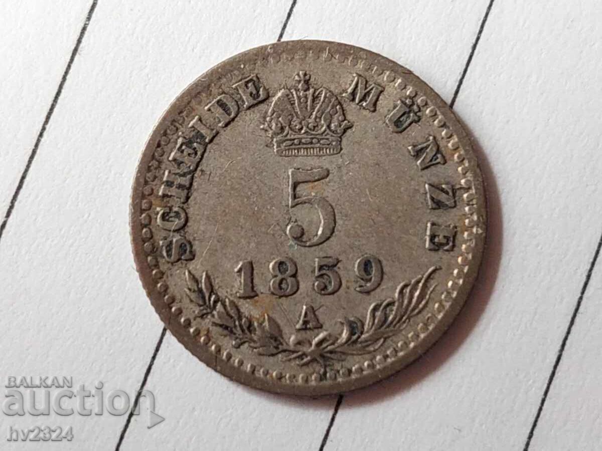 Imperiul Austriac 5 krajcari 1859 Imperiul Austriac 5 krajcari 1859