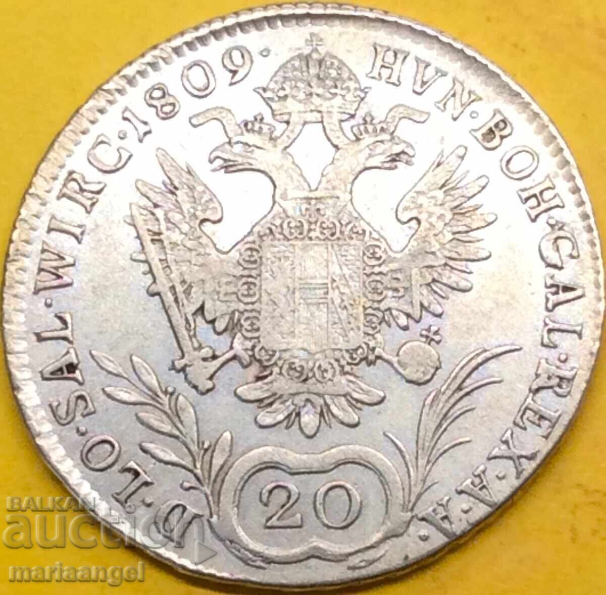 Livrarea 20 kreuzers 1809 Austria A - Viena imp. Francisc I - rar Livrarea 20 kreuzers 1809 Austria A - Viena imp. Francisc I - rar