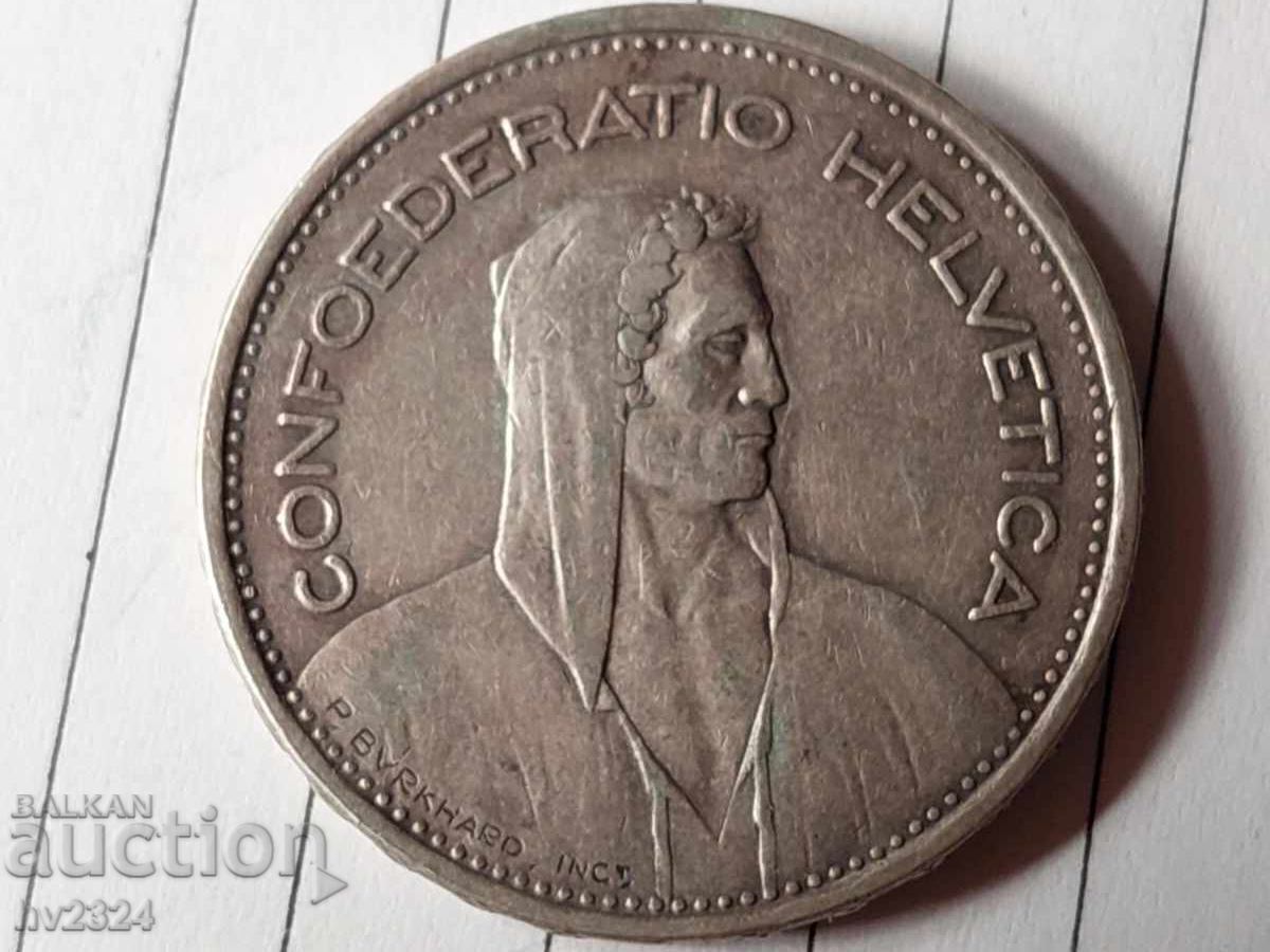 5 φράγκα 1939 Ελβετία με τιμή € 40.00 | 78.23 BGN