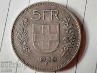 5 франка 1939 Швейцария