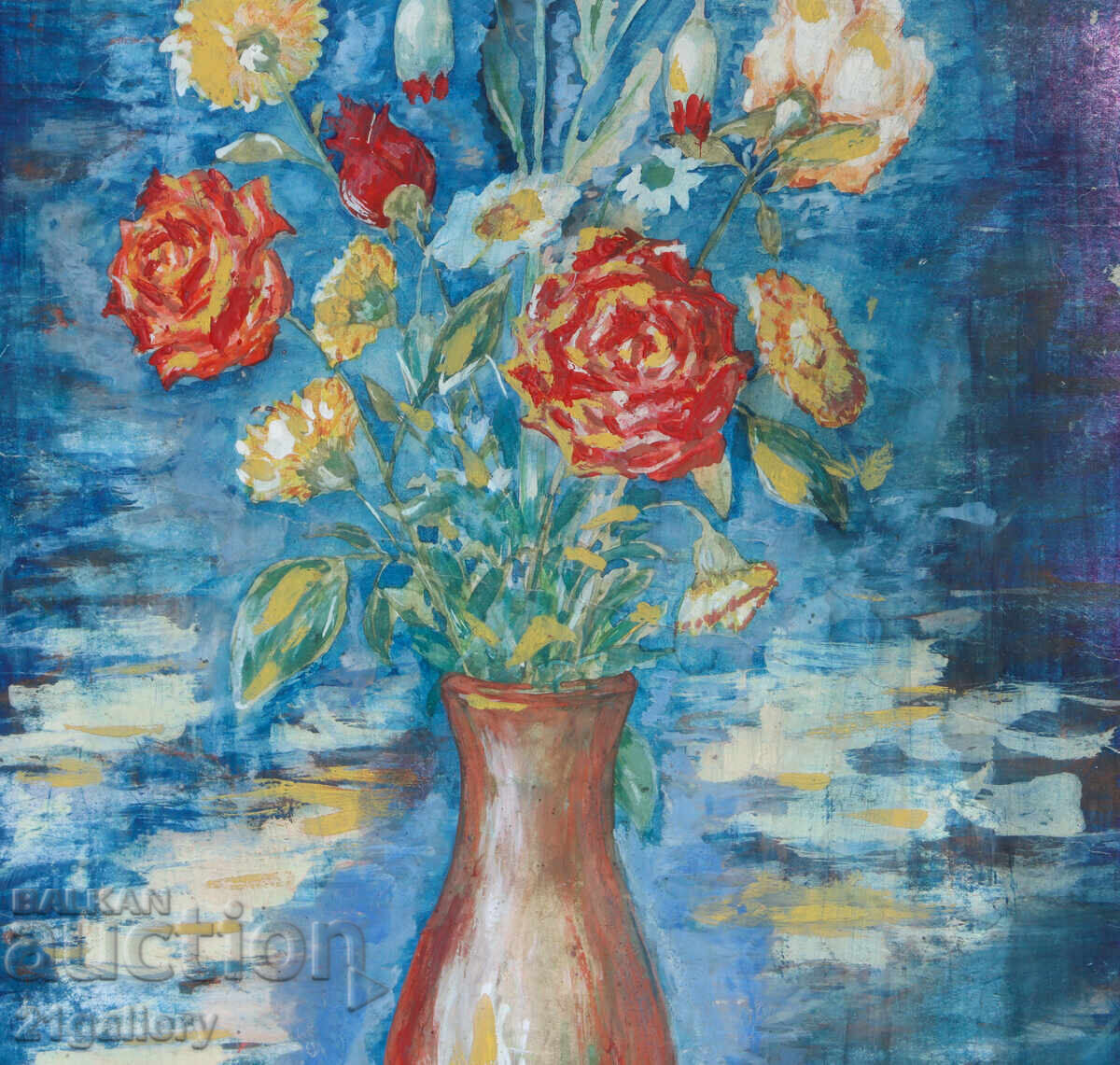 Димитър Кръстев темперни бои натюрморт със цветя - 5 Димитър Кръстев темперни бои натюрморт със цветя - 5