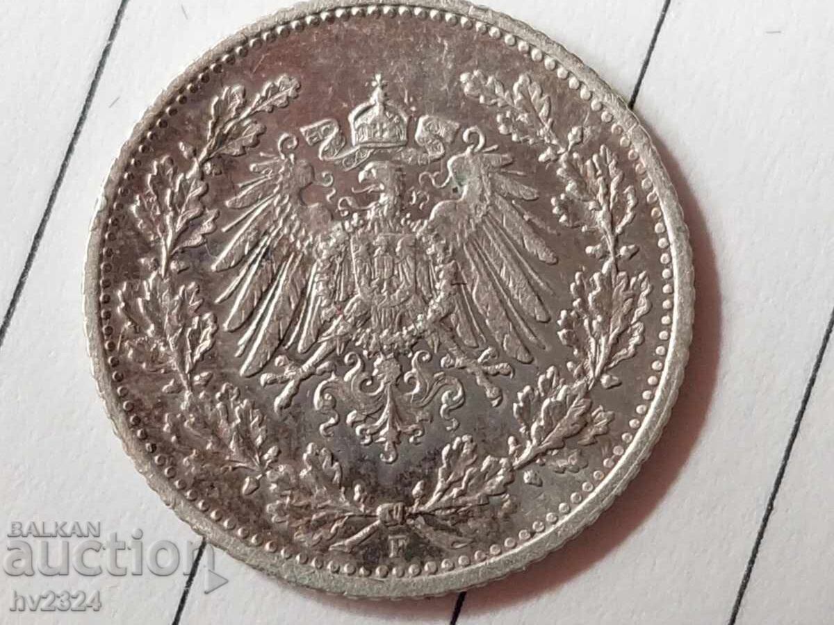 1915 g. Imperiul German 1/2 marcă Wilhelm II cu preț € 15.34 | 30.00 BGN