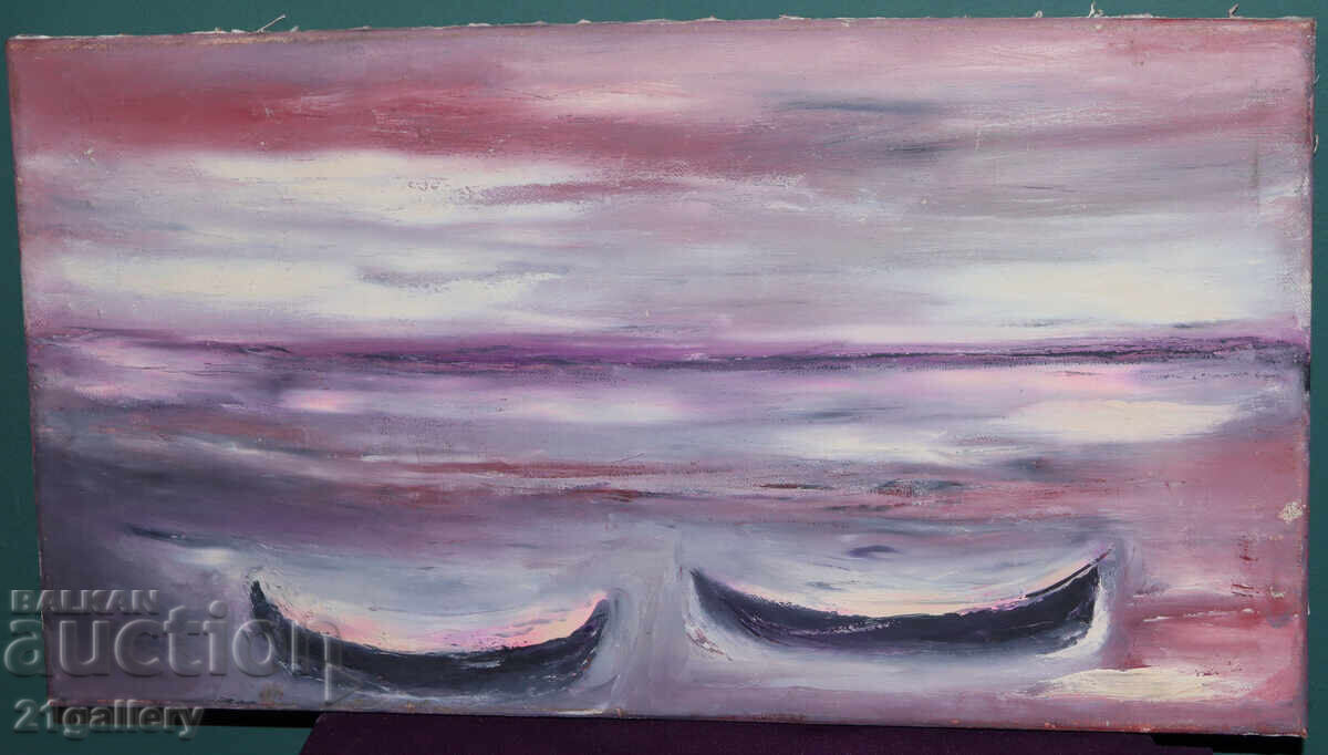 Valentin Radenovski Oil Paintings Landscape with Fishing Boats with price € 153.39 | 300.00 BGN