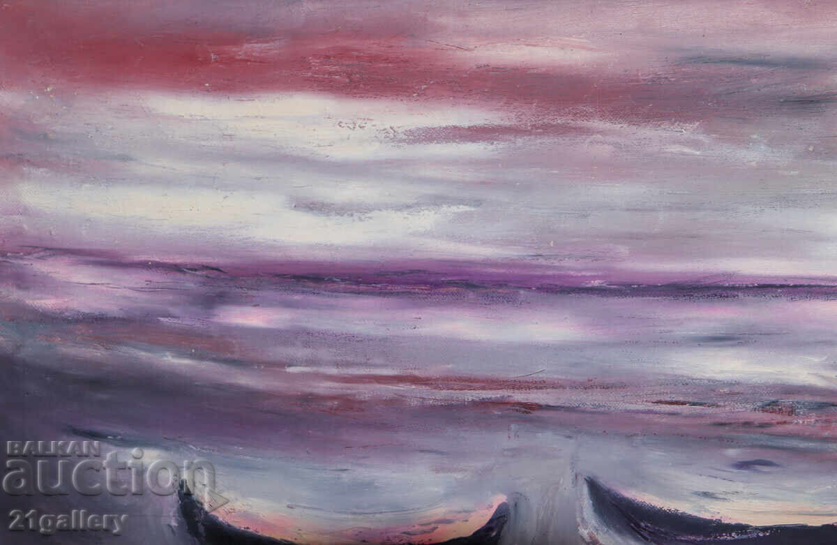 Delivery of Valentin Radenovski Oil Paintings Landscape with Fishing Boats