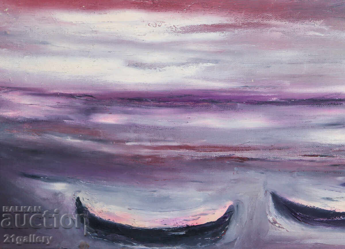 Valentin Radenovski Oil Paintings Landscape with Fishing Boats - 5