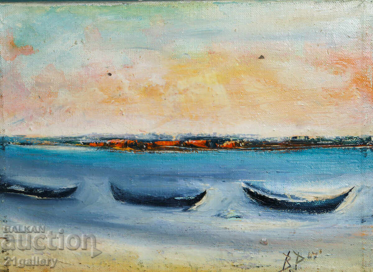 Valentin Radenovski Oil Paintings Landscape with Fishing Boats with price € 102.26 | 200.00 BGN
