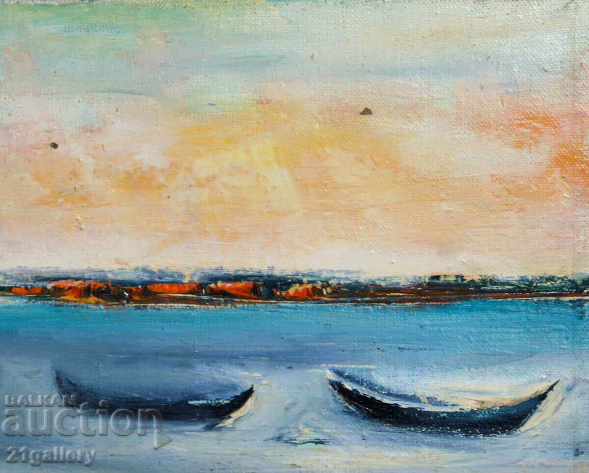Valentin Radenovski Oil Paintings Landscape with Fishing Boats - 6