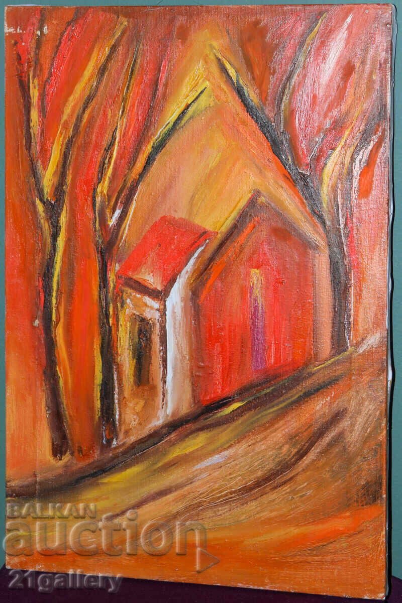 Valentin Radenovski Oil Painting Landscape with Houses with price € 153.39 | 300.00 BGN Valentin Radenovski Oil Painting Landscape with Houses with price € 153.39 | 300.00 BGN