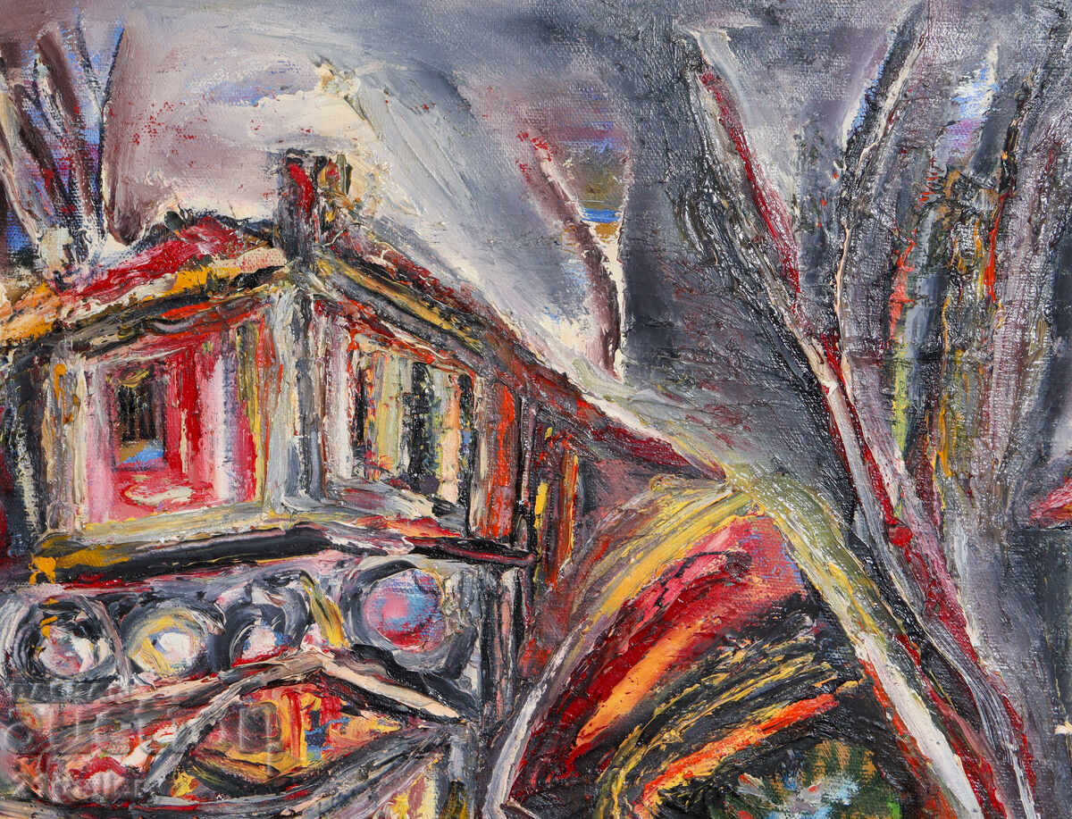 Delivery of Valentin Radenovski Oil Painting Landscape with Houses Delivery of Valentin Radenovski Oil Painting Landscape with Houses