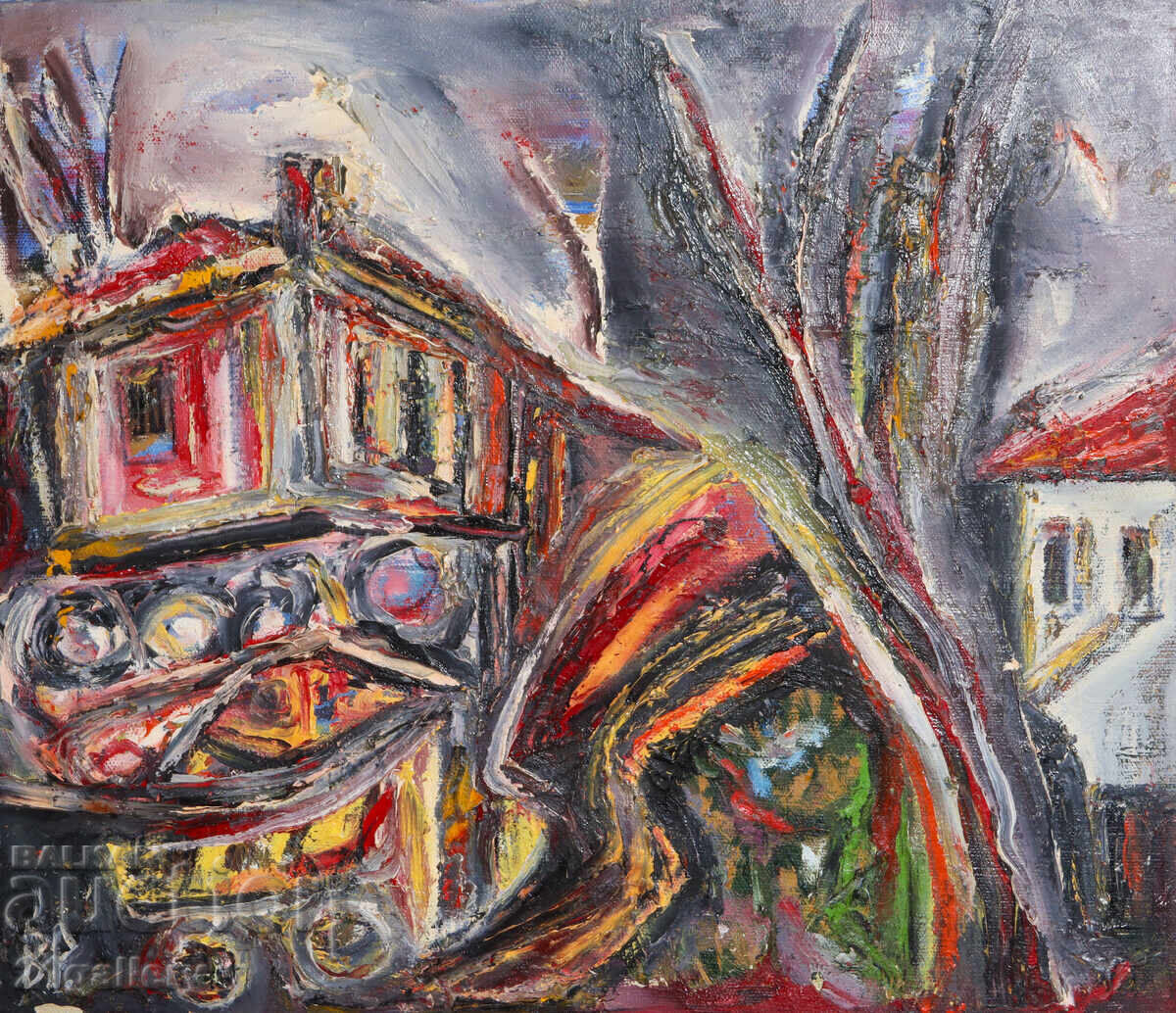 Valentin Radenovski Oil Painting Landscape with Houses Valentin Radenovski Oil Painting Landscape with Houses