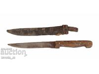 CUȚIT ANTIC cu mâner din piele