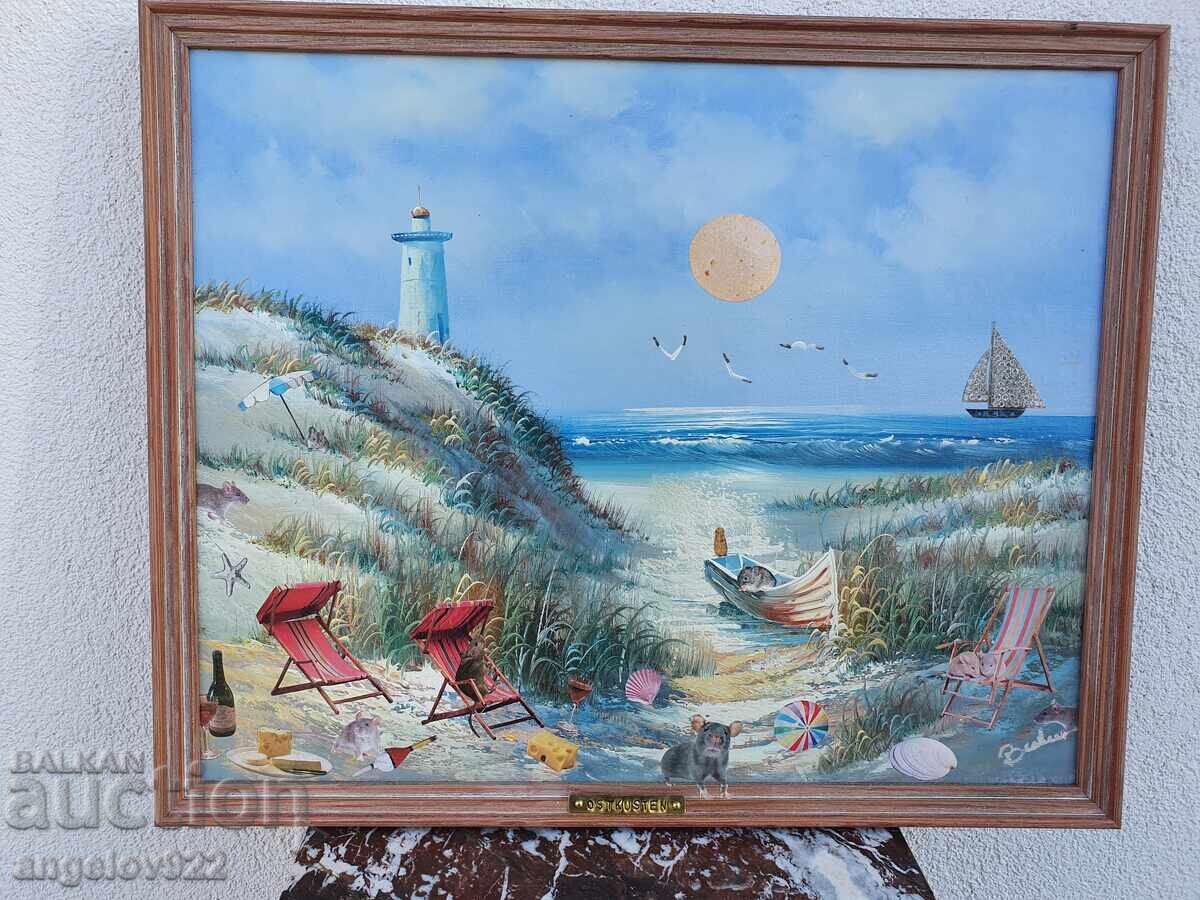 Auction  Original oil painting on canvas, decoupage