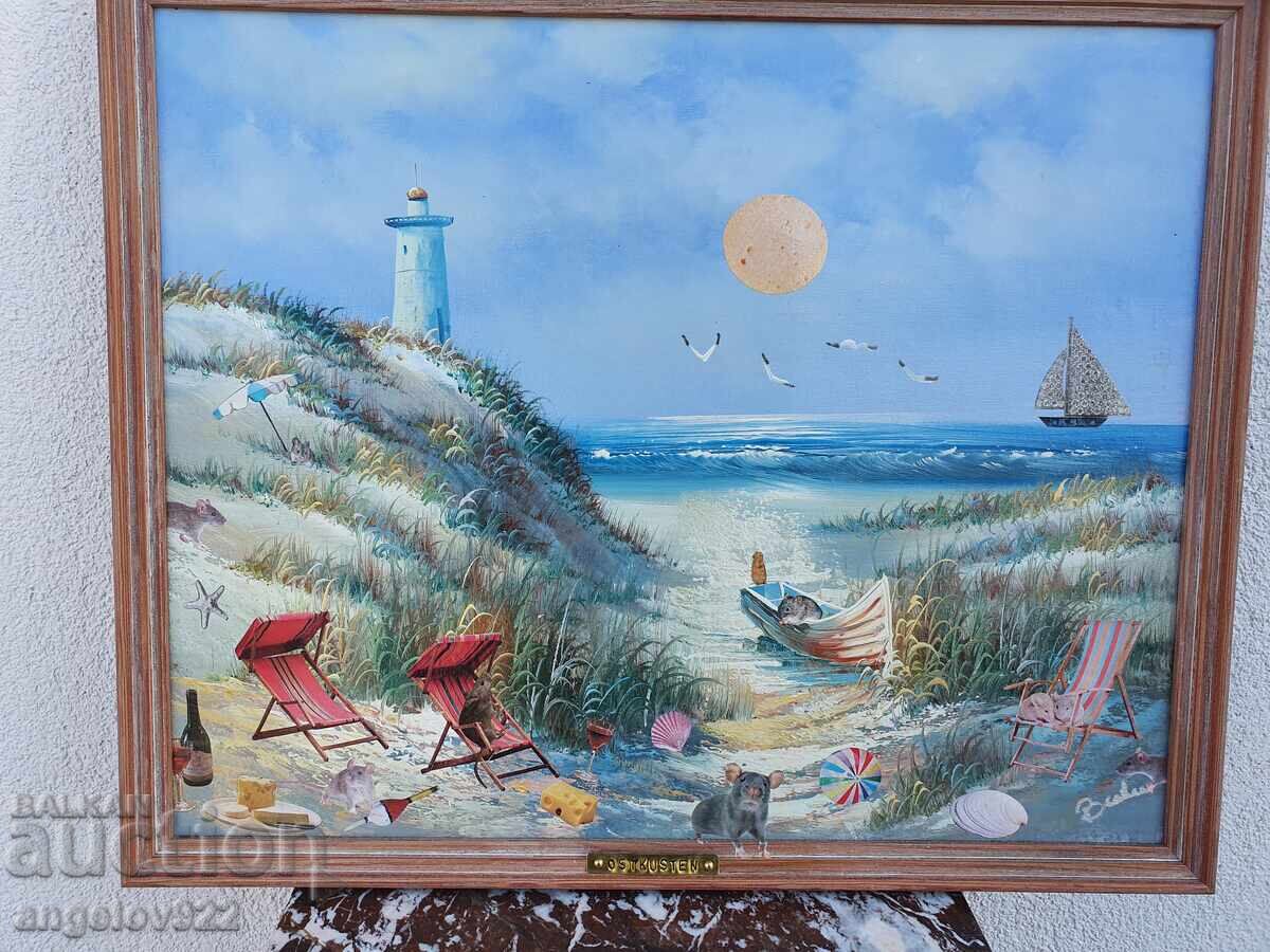 Delivery of Original oil painting on canvas, decoupage