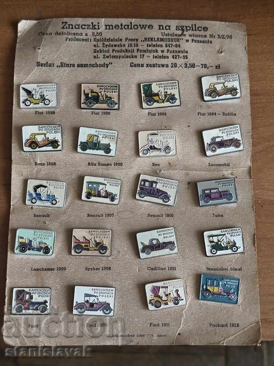 Συλλογή εμβλημάτων ρετρό αυτοκινήτων από το 1976