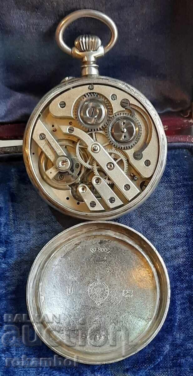 Παράδοση Παλαιό ασημένιο ελβετικό ρολόι Tavannes Παράδοση Παλαιό ασημένιο ελβετικό ρολόι Tavannes