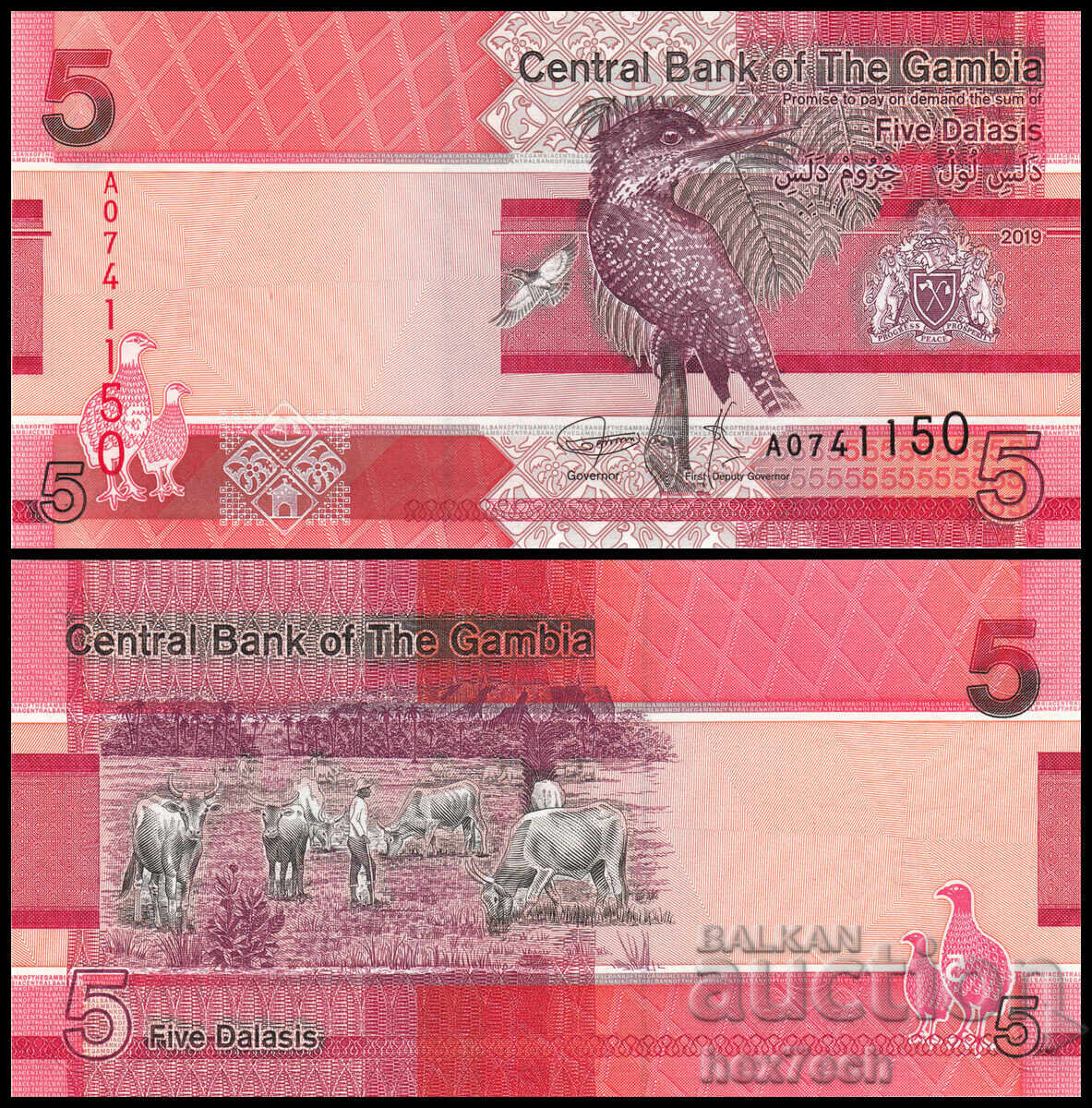 ❤️ ⭐ Гамбия 2019 5 даласи UNC нова ⭐ ❤️