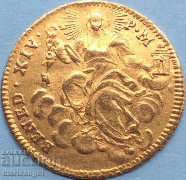 Аукцион Бенедикт XIV Ватикана Цехин злато Zecchine 1740-1758 - RARE