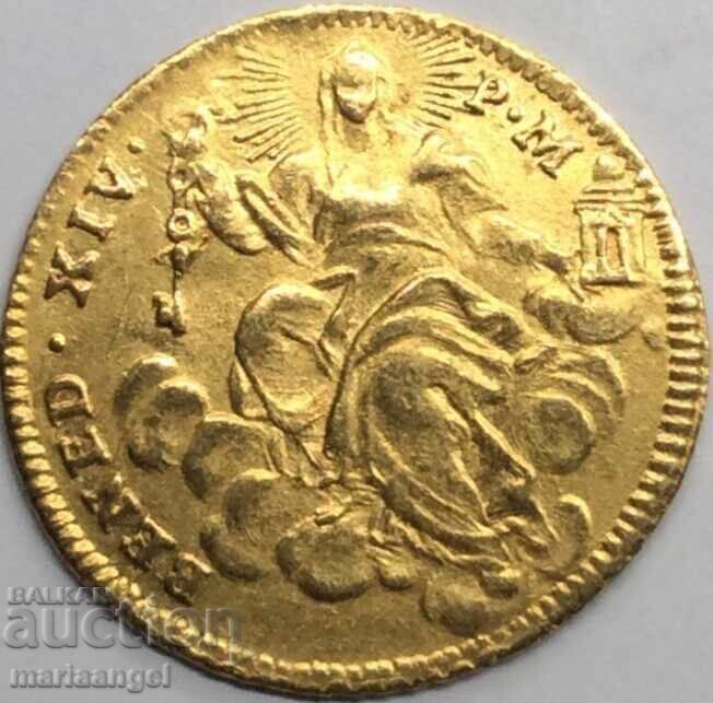 Бенедикт XIV Ватикана Цехин злато Zecchine 1740-1758 - RARE - 5