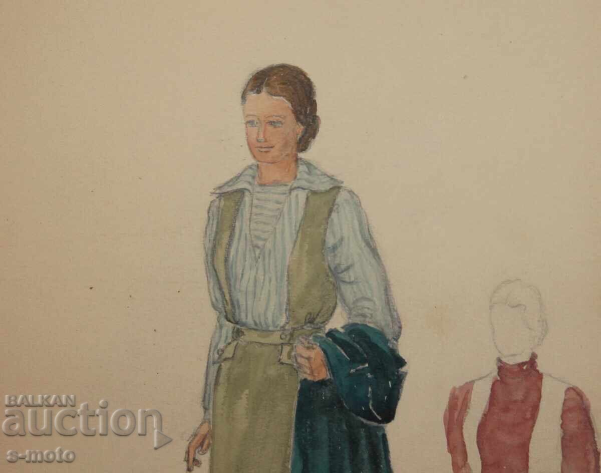 José Sancha (1908 - 1994) watercolor painting scenography 1954 - 6