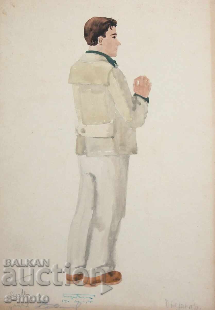 Livrarea Jose Sancha (1908 - 1994) pictură acuarelă 1956