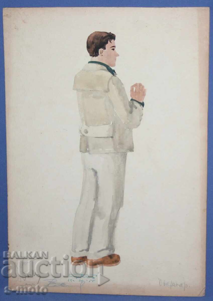 Jose Sancha (1908 - 1994) pictură acuarelă 1956 - 5