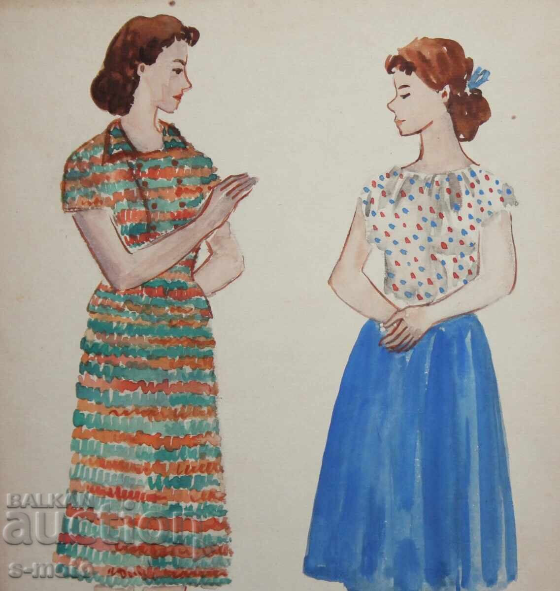 Хосе Санча ( 1908 - 1994 ) картина акварел 1956 г. - 7