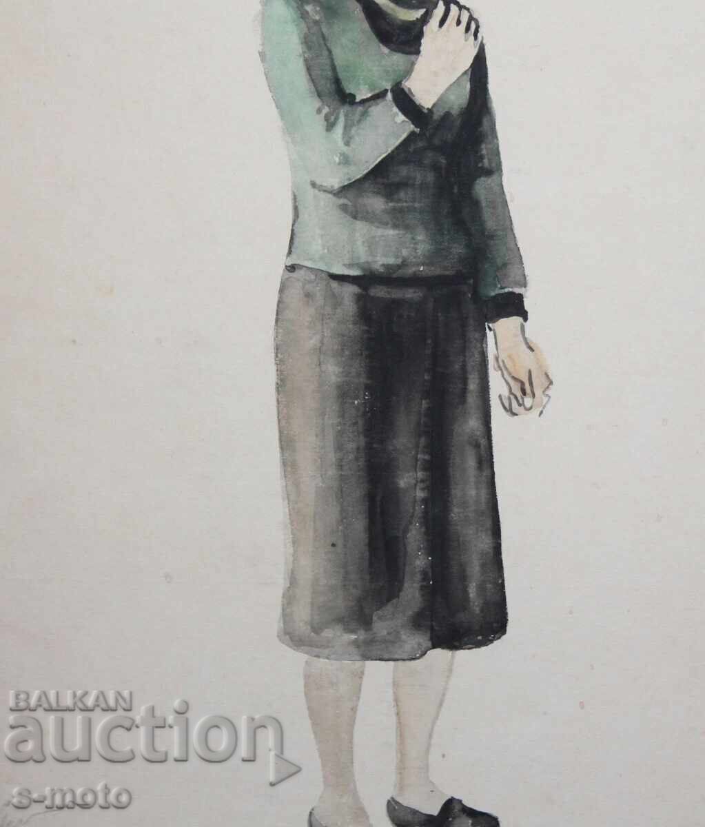 Хосе Санча ( 1908 - 1994 ) картина акварел 1956 г. - 6