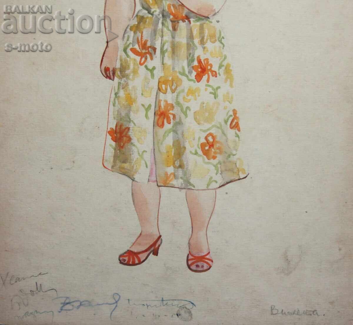 Jose Sancha (1908 - 1994) pictură acuarelă 1956 - 5